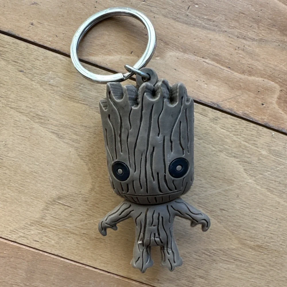 Marvel Groot Keychain Unisex OS Brown Rubber 3D Figure Guardians of the Galaxy